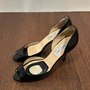 Jimmy Choo Black Peep Toe Pumps Size 39.5/9.5